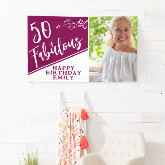 50と素晴らしいスクリプトフォトマゼンタ50誕生日 横断幕 (インサイチュ)