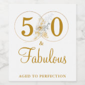 50と素晴らしいスタイリッシュ金ゴールドスクリプト50誕生日 ワインラベル (シングルラベル)