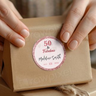 50と素晴らしいスパークルエレガントバラピンクグリッター ラウンドシール