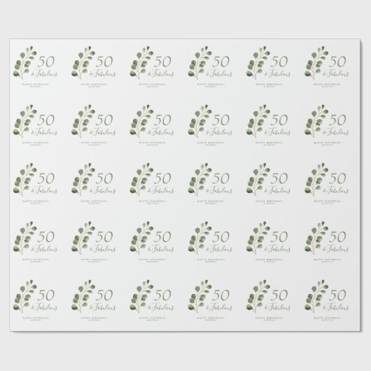 50と素晴らしいセージ緑のユーカリの誕生日 ラッピングペーパー (フラット)