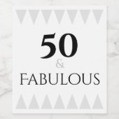 50と素晴らしいタイポグラフィシルバーブラック ワインラベル (シングルラベル)