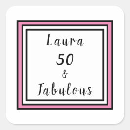 50と素晴らしいタイポグラフィピンクブラック スクエアシール