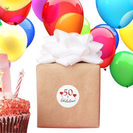 50と素晴らしいタイポグラフィレッド50誕生日 ラウンドシール