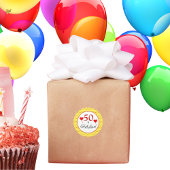 50と素晴らしいタイポグラフィレッド50th誕生日イエロー ラウンドシール