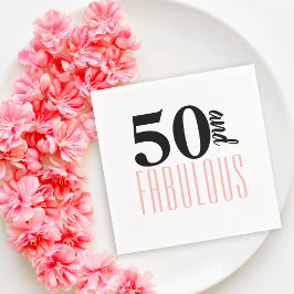 50と素晴らしいタイポグラフィ50thピンク誕生日 スタンダードカクテルナプキン