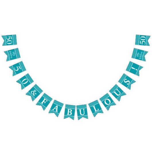 50と素晴らしいターコイズの白い点 バンティングフラッグ (全)