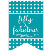 50と素晴らしいターコイズの白い点 バンティングフラッグ (第2の旗)