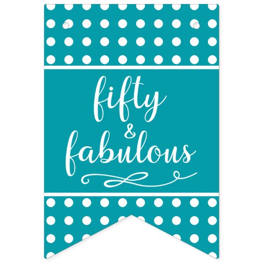 50と素晴らしいターコイズの白い点 バンティングフラッグ (第2の旗)