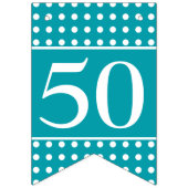 50と素晴らしいターコイズの白い点 バンティングフラッグ (第1の旗)