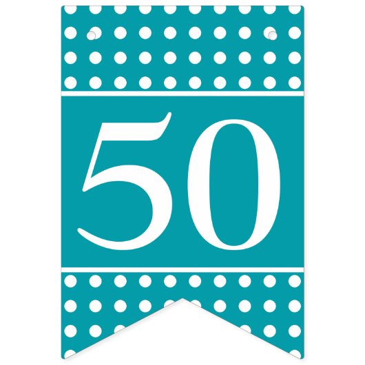 50と素晴らしいターコイズの白い点 バンティングフラッグ (第1の旗)