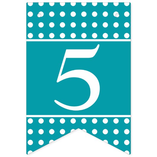 50と素晴らしいターコイズの白い点 バンティングフラッグ (第3の旗)