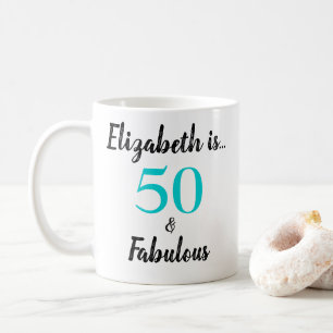 50と素晴らしいターコイズブラック誕生日 コーヒーマグカップ