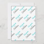 50と素晴らしいターコイズブルーオンホワイト 招待状 (裏面)