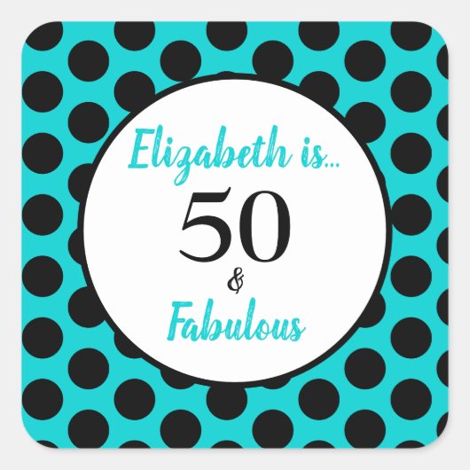 50と素晴らしいターコイズブルースクエアステッカー スクエアシール (正面)
