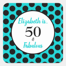 50と素晴らしいターコイズブルースクエアステッカー スクエアシール