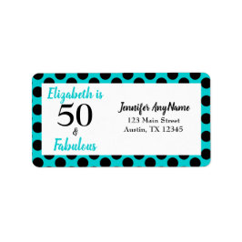 50と素晴らしいターコイズブルーバースデーパーティー ラベル
