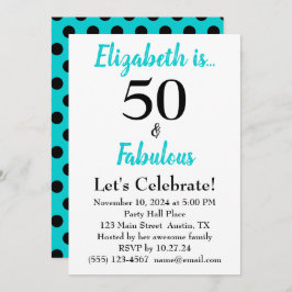50と素晴らしいターコイズブルー誕生日 招待状