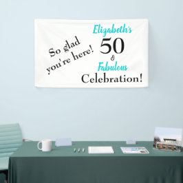 50と素晴らしいターコイズ誕生日パーティバナー 横断幕