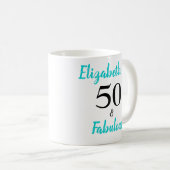 50と素晴らしいターコイズ誕生日パーティー コーヒーマグカップ (正面右)