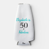 50と素晴らしいターコイズ誕生日パーティー ボトルクーラー (正面)