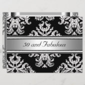 50と素晴らしいダマスクの誕生日パーティー 招待状 (正面/裏面)