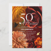50と素晴らしいダークムーディサンセットカラーフローラ 招待状 (正面)