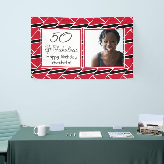 50と素晴らしいトリニダード国旗カスタムの写真誕生日 横断幕 (トレードショー)