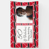 50と素晴らしいトリニダード国旗カスタムの写真誕生日 横断幕 (縦)