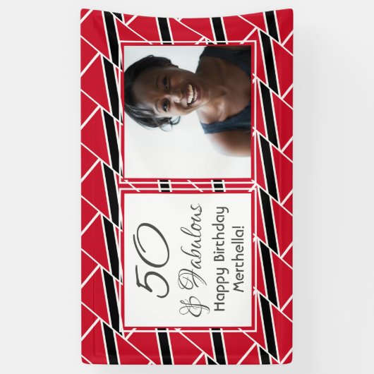 50と素晴らしいトリニダード国旗カスタムの写真誕生日 横断幕 (縦)