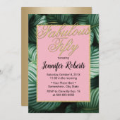 50と素晴らしいトロピモダンカルフィフティ誕生日 招待状 (正面/裏面)