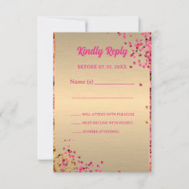 50と素晴らしいハイヒール金ゴールドピンクのキラキラのガラス 出欠カード