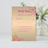 50と素晴らしいハイヒール金ゴールドピンクのキラキラのガラス 出欠カード (スタンド正面)