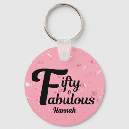 50と素晴らしいハッピー50誕生日ピンクのアクセント キーホルダー