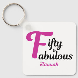 50と素晴らしいハッピー50誕生日ピンクのアクセント キーホルダー