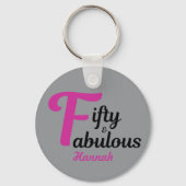 50と素晴らしいハッピー50誕生日ピンクのアクセント キーホルダー (裏面)