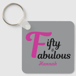 50と素晴らしいハッピー50誕生日ピンクのアクセント キーホルダー