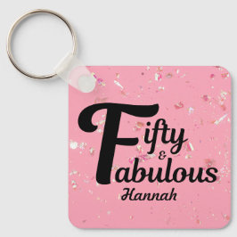 50と素晴らしいハッピー50誕生日ピンクのアクセント キーホルダー