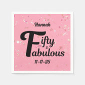 50と素晴らしいハッピー50誕生日ピンクのアクセント スタンダードカクテルナプキン (正面)