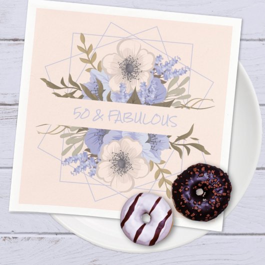 50と素晴らしいバイオレットパステルファイブペタルワイルドバラ スタンダードカクテルナプキン