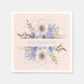 50と素晴らしいバイオレットパステルファイブペタルワイルドバラ スタンダードカクテルナプキン (正面)