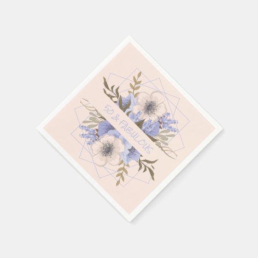 50と素晴らしいバイオレットパステルファイブペタルワイルドバラ スタンダードカクテルナプキン (角)