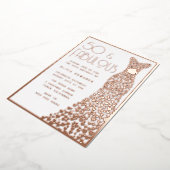 50と素晴らしいバラゴールドフォイルドレス50誕生日 箔招待状 (回転した状態)