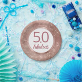 50と素晴らしいバラ金ゴールドグラム50th誕生日パーティー ペーパープレート (パーティー)