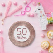 50と素晴らしいバラ金ゴールドグラム50th誕生日パーティー ペーパープレート (パーティー)