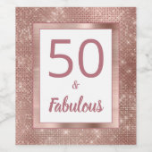 50と素晴らしいバラ金ゴールドグラム50th誕生日パーティー ワインラベル (シングルラベル)