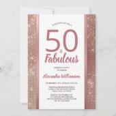 50と素晴らしいバラ金ゴールドグラム50th誕生日パーティー 招待状 (正面)