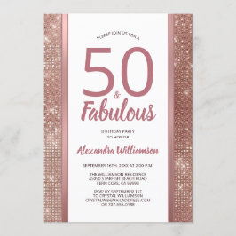 50と素晴らしいバラ金ゴールドグラム50th誕生日パーティー 招待状
