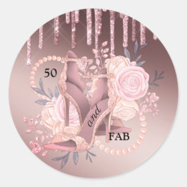 50と素晴らしいバラ金ゴールドグリッタードリップステッカー ラウンドシール