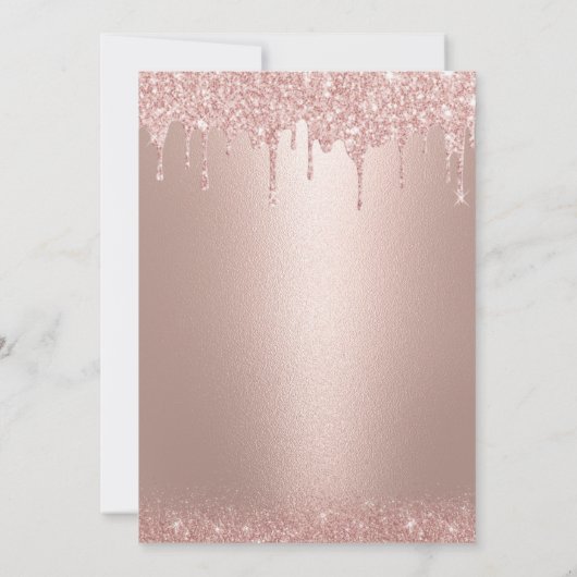 50と素晴らしいバラ金ゴールドグリッタードリップ誕生日 招待状 (裏面)