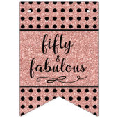 50と素晴らしいバラ金ゴールドグリッターブラック誕生日 バンティングフラッグ (第2の旗)